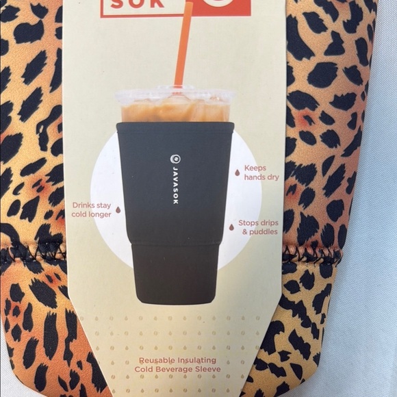 Java Sok Leopard Print Cold Beverage Sleeve, Large 30-32 oz cups, BNWT - Picture 3 of 8